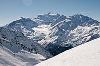 Blick zum Gletscher am Grand Combin Bergmassiv